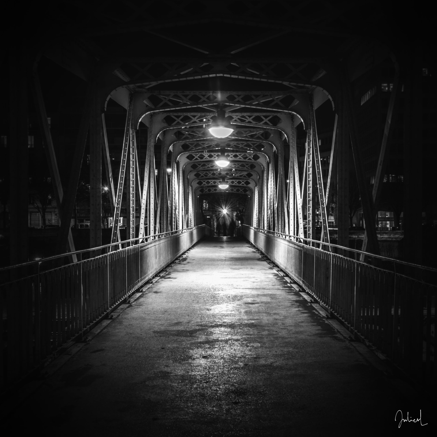 The white light across the bridge is waiting for you, Passerelle de Mornay, Paris, France